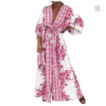 Robe kimono ceinturée, style décontracté