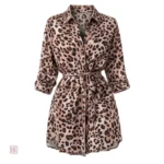 Robe de style kimono avec motif léopard