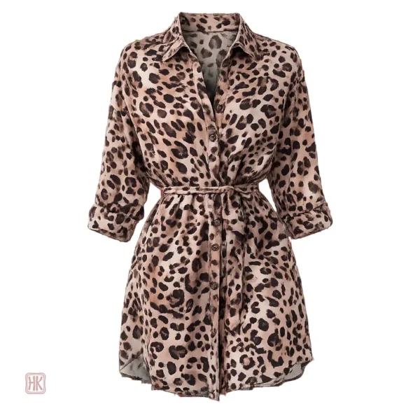 Robe de style kimono avec motif léopard