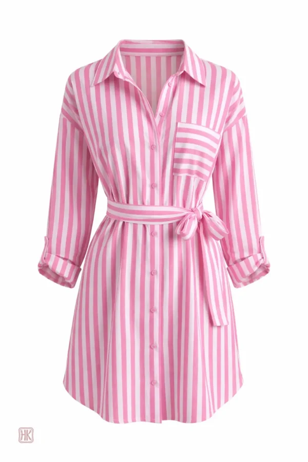 Robe Chemise à rayures, style kimono