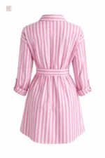 Vêtement féminin, robe légère rayée rose
