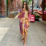 Robe Kimono Colorée avec Fente