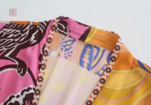 Robe Kimono à Fente, modèle vibrant et chic