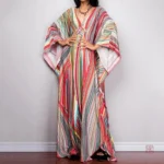 Robe kimono colorée à rayures élégantes