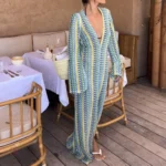 Robe kimono tricot aux couleurs vives