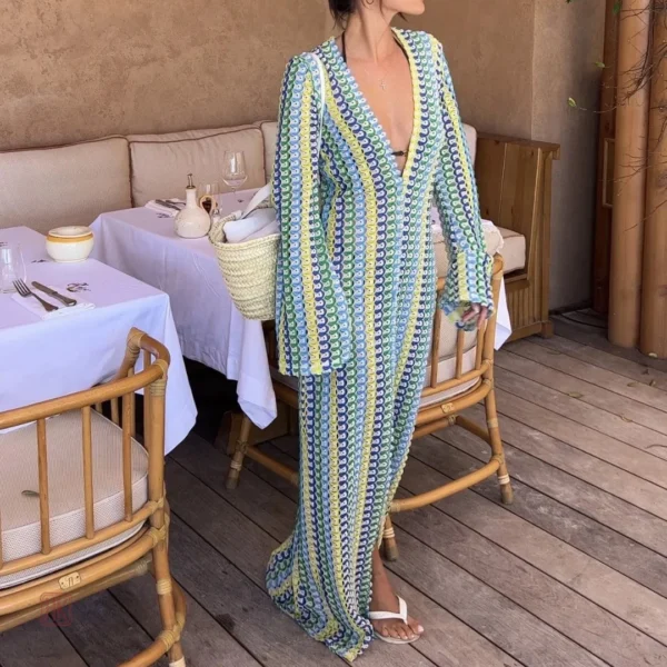 Robe kimono tricot aux couleurs vives