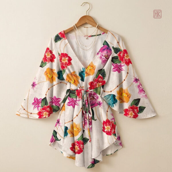 Robe Courte à Motifs Floraux