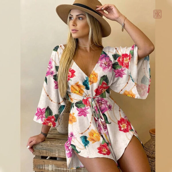 Vêtement Kimono avec Imprimé Fleuri