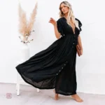Robe Kimono de Plage Noire élégante et légère