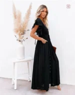 Robe de plage noire, style kimono, parfaite pour l'été