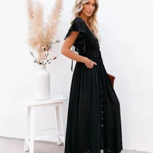Robe de plage noire, style kimono, parfaite pour l'été