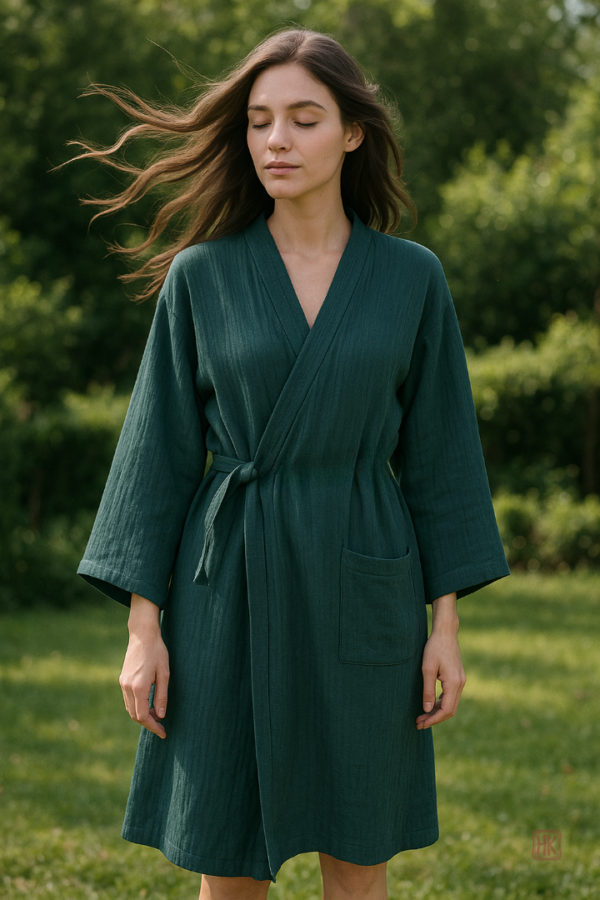 robe-kimono-decontractee-1 Robe Kimono Décontractée en tissu léger et fluide