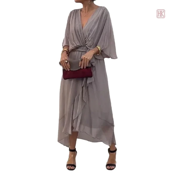 Robe à volants chic en style kimono