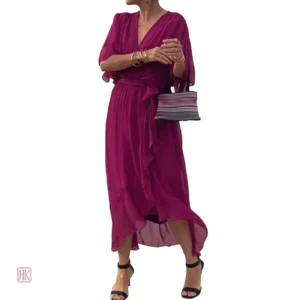 Robe kimono fluide avec détails volants