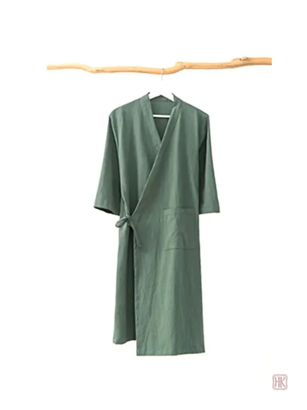 Robe en coton vert, style kimono pour journées ensoleillées