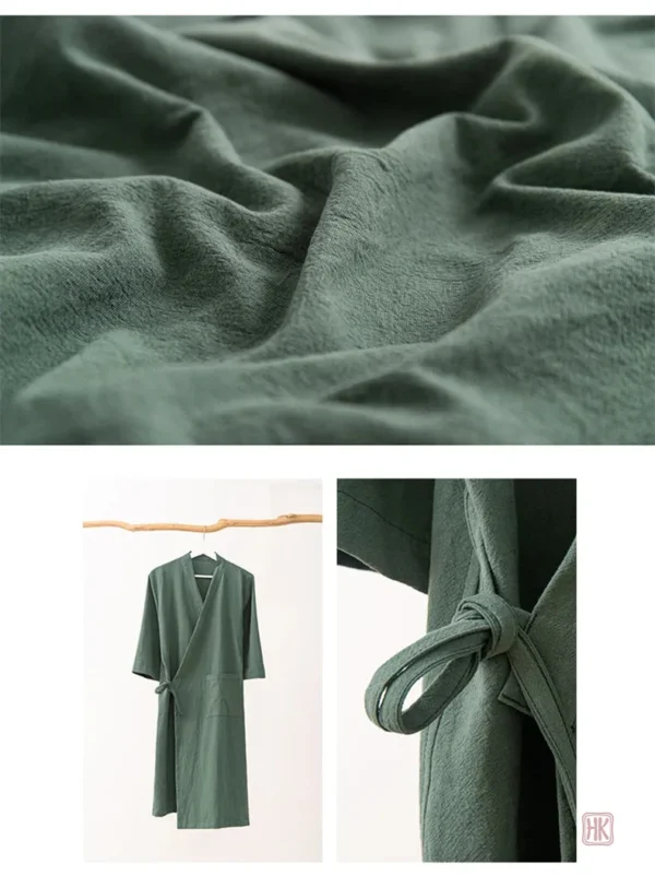 Mode estivale : robe kimono en tissu respirant vert