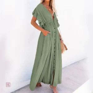 Robe Kimono Verte Estivale