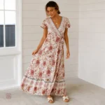 Robe kimono à motifs floraux, élégante et chic