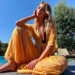 Robe Kimono Jaune élégante et légère