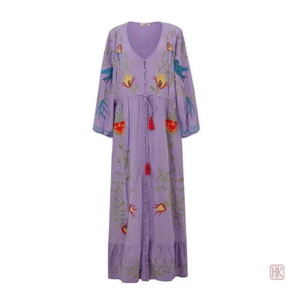 Robe kimono brodée pour un style décontracté