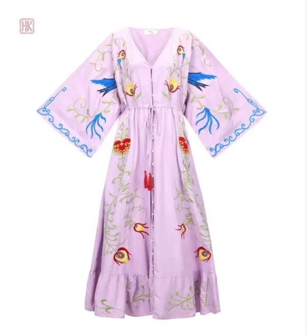 Robe kimono avec motifs floraux