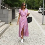 Robe kimono légère fleurie rose