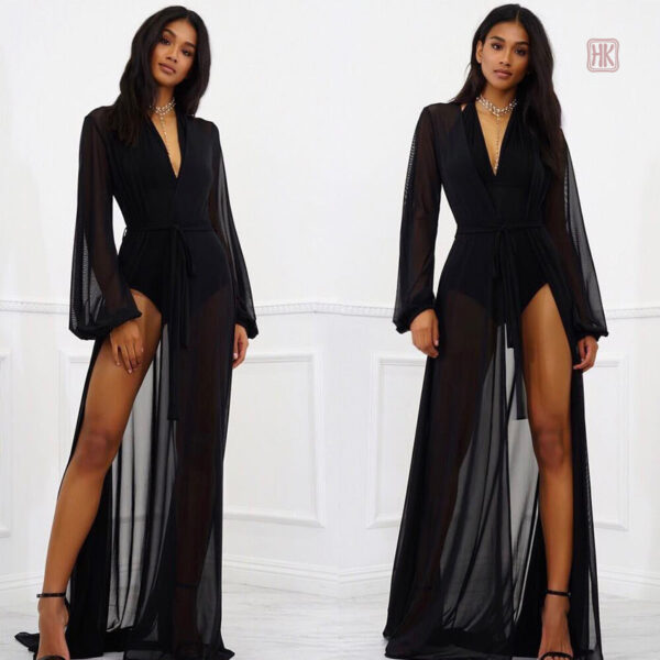 Robe kimono noir, parfait pour un look décontracté