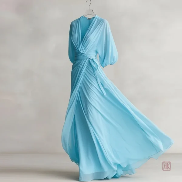 Robe d'été élégante avec manches kimono pour femme