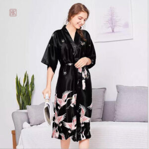 Robe Kimono Longue Noire élégante et fluide