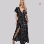 Robe Kimono féminine, coupe longue, teinte noire classique