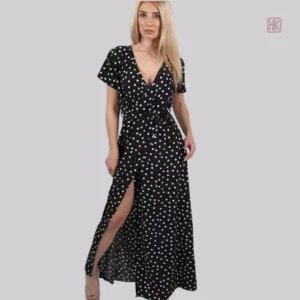 Robe Kimono féminine, coupe longue, teinte noire classique