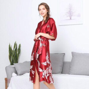 Robe Kimono Longue Rouge pour femme