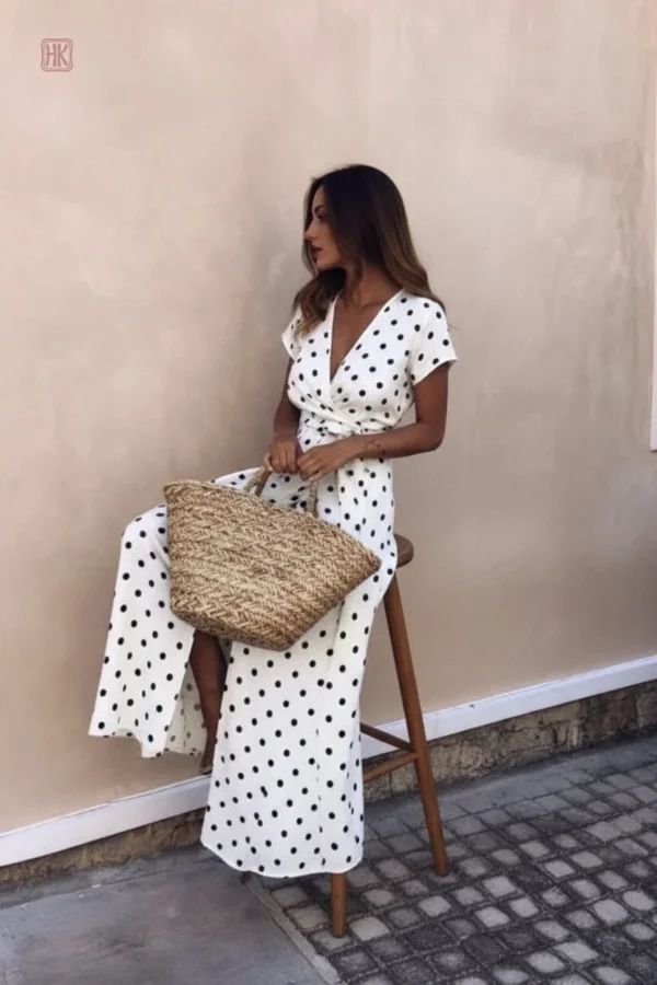 Robe Maxi à Pois pour une allure élégante