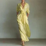Robe Kimono Maxi Jaune Boho élégante et tendance