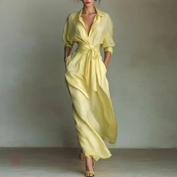 robe-kimono-maxi-boho-jaune-1 Robe Kimono Maxi Jaune Boho élégante et tendance