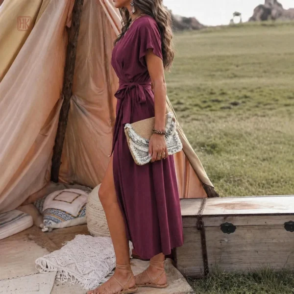 Robe Kimono avec lacets, style midi