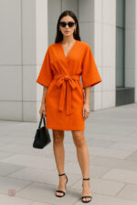 Robe Kimono Orange élégante et fluide