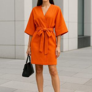 Robe Kimono Orange élégante et fluide