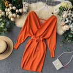 Robe kimono aux manches amples, teinte orange