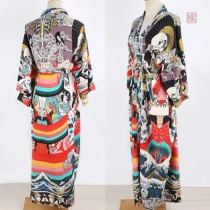 Robe estivale kimono avec design vague élégant