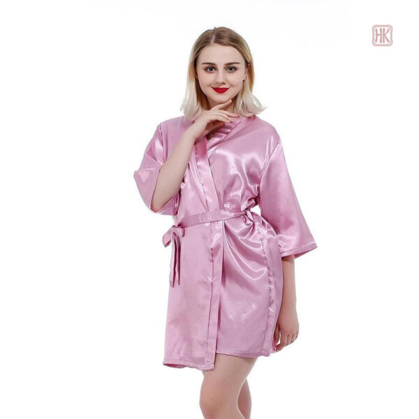 Peignoir Kimono en Satin Rose