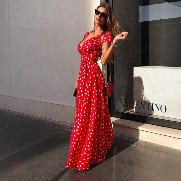Robe Kimono à Pois avec une coupe moderne