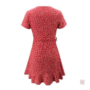 Robe kimono légère avec motif floral rouge
