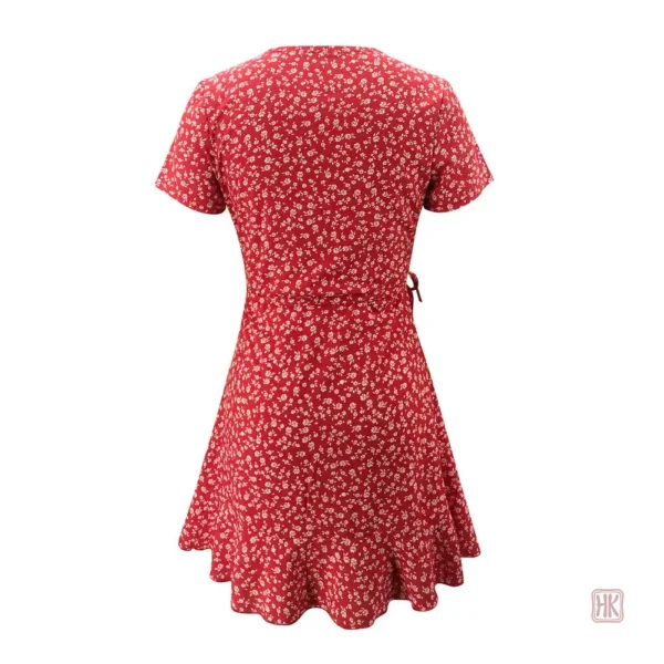 Robe kimono légère avec motif floral rouge
