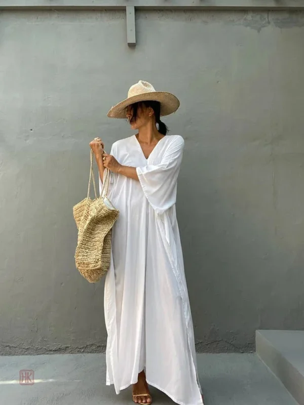 robe-kimono-style-boho-blanche-1 Robe Kimono Boho Blanche