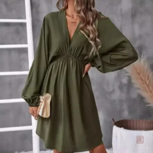 Robe Kimono Élégante en Vert Olive