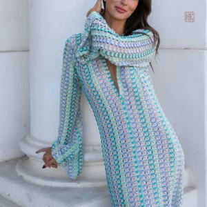 Kimono en tricot bleu pour une allure décontractée