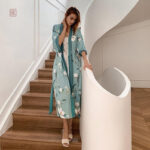 Robe kimono couleur verte parfaite pour l'été