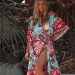 Robe longue femme bohème chic en style kimono