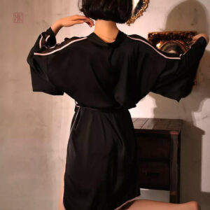 Robe Noire Style Kimono pour Femme